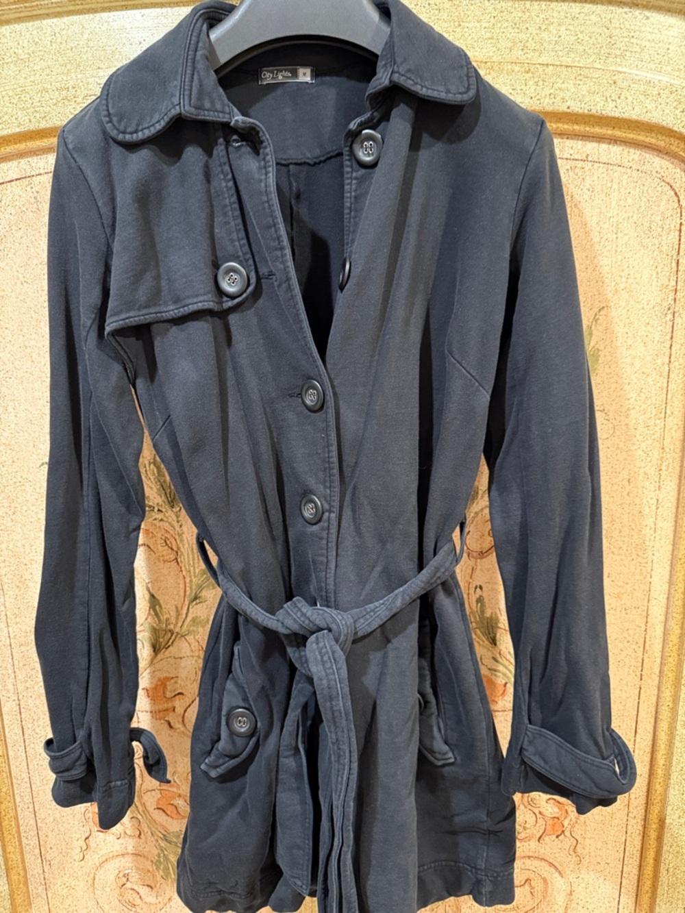 City Lights Black 💯 % combed cotton 🇺🇸 unlined Trench Coat with Belt